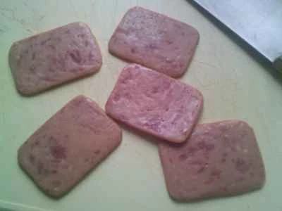 水竹を使ったランチョンミート炒めの作り方：4