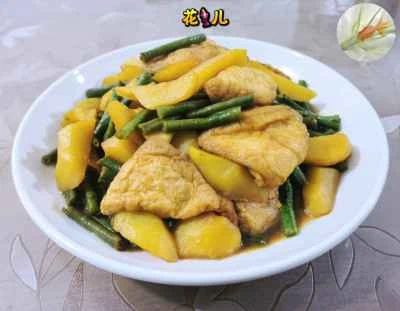 ジャガイモと豆の油炒め三角形のレシピ