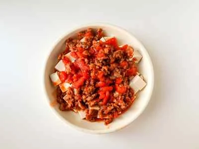 トマトと牛肉の蒸し豆腐の作り方：5