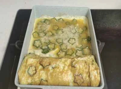 オクラとスクランブルエッグの作り方：5