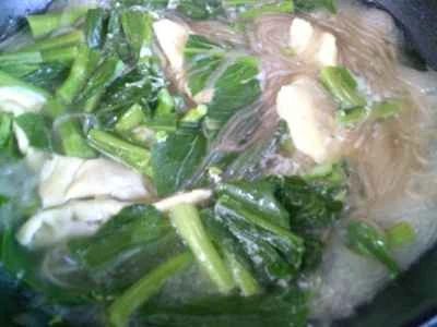 卵餃子、チンゲン菜、サツマイモ麺の作り方：6