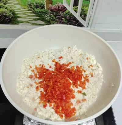 赤唐辛子入り豆腐炒めの作り方：4