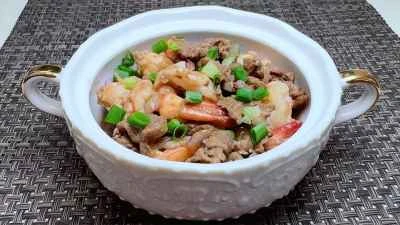 エビと牛肉の炒め物のレシピ